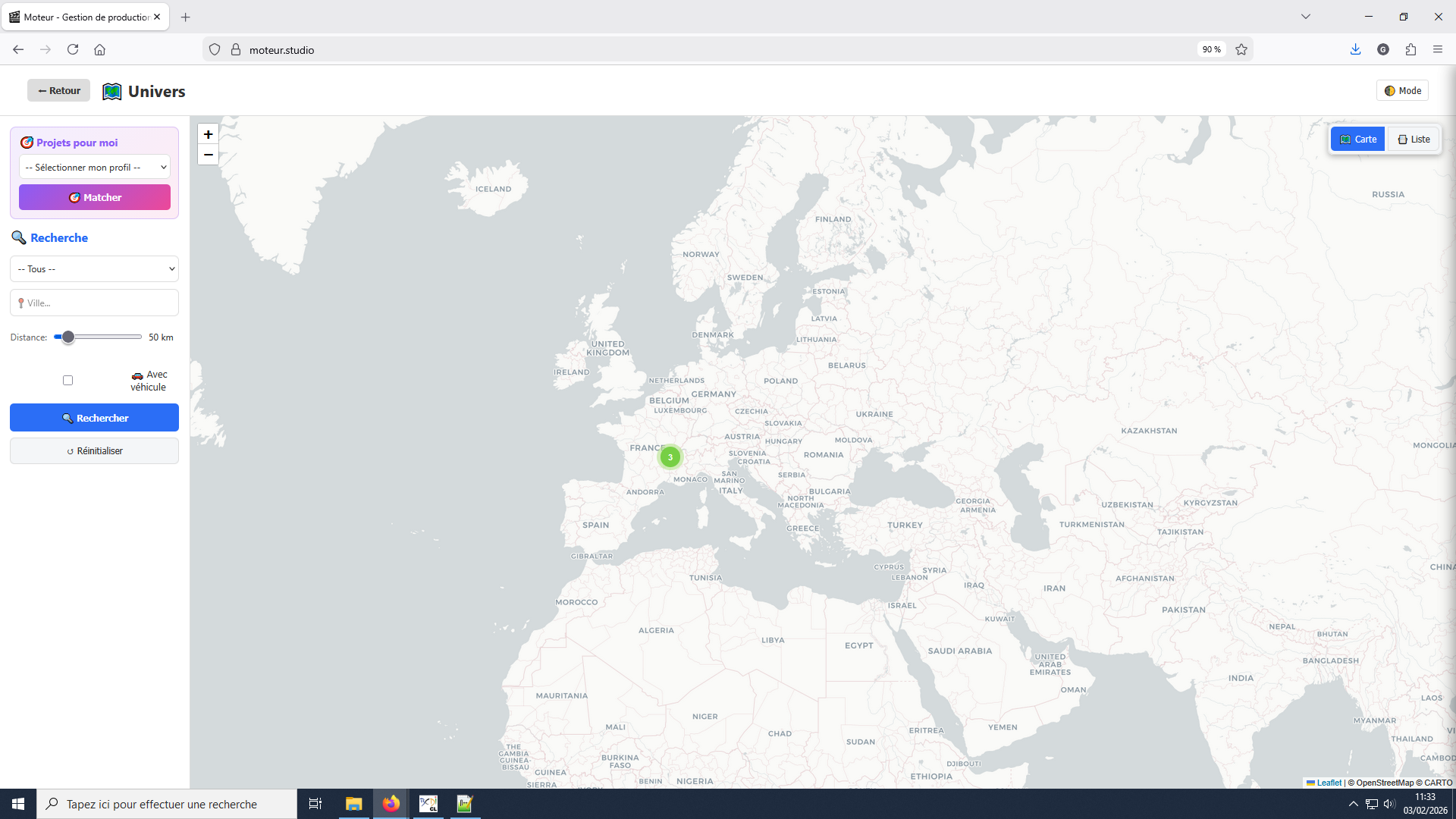 Univers - Carte des profils